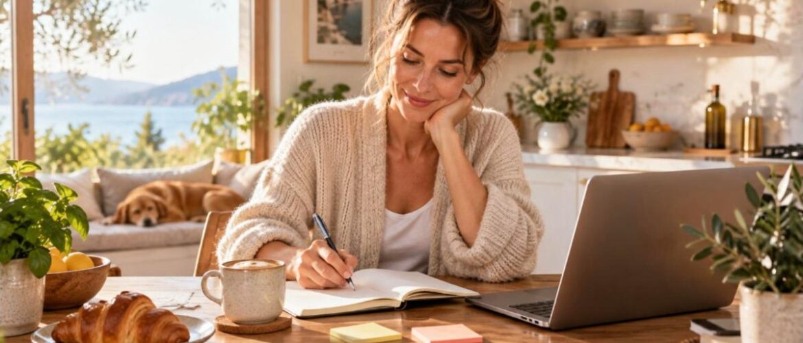 Write a Simple Business Plan course - entrepreneur writing a business plan at home