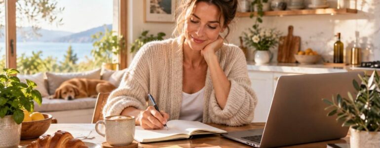Write a Simple Business Plan course - entrepreneur writing a business plan at home
