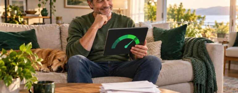 Credit Score Fundamentals course - man happy with his improving credit score