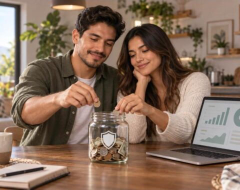 Emergency Fund Essentials course - couple saving money in a jar